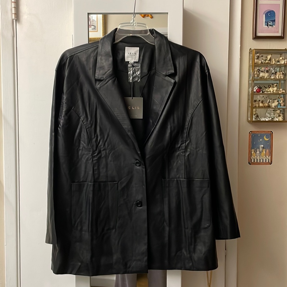 Le Lis Black Jacket Faux Leather